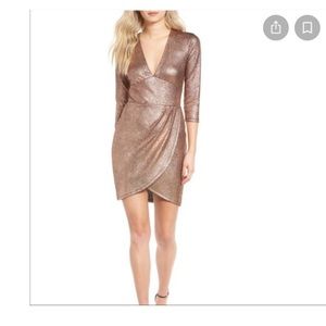 Leigh Gold shiny Faux wrap dress